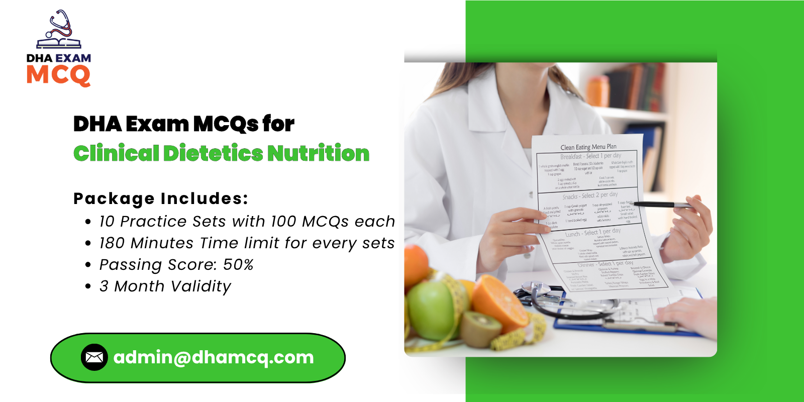 DHA Exam MCQs for Clinical Dietetics Nutrition