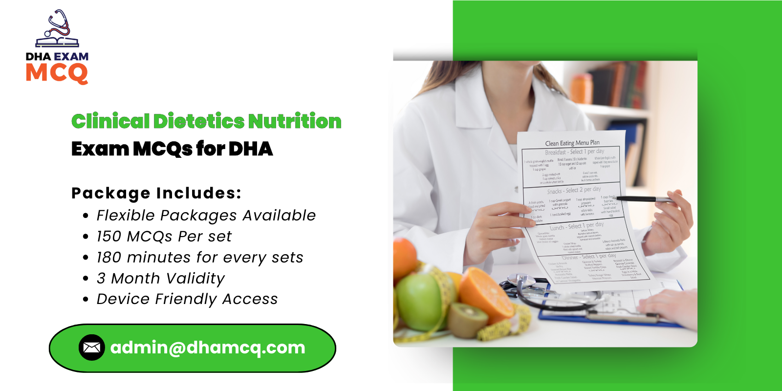 Clinical Dietetics & Nutrition Exam MCQs for DHA