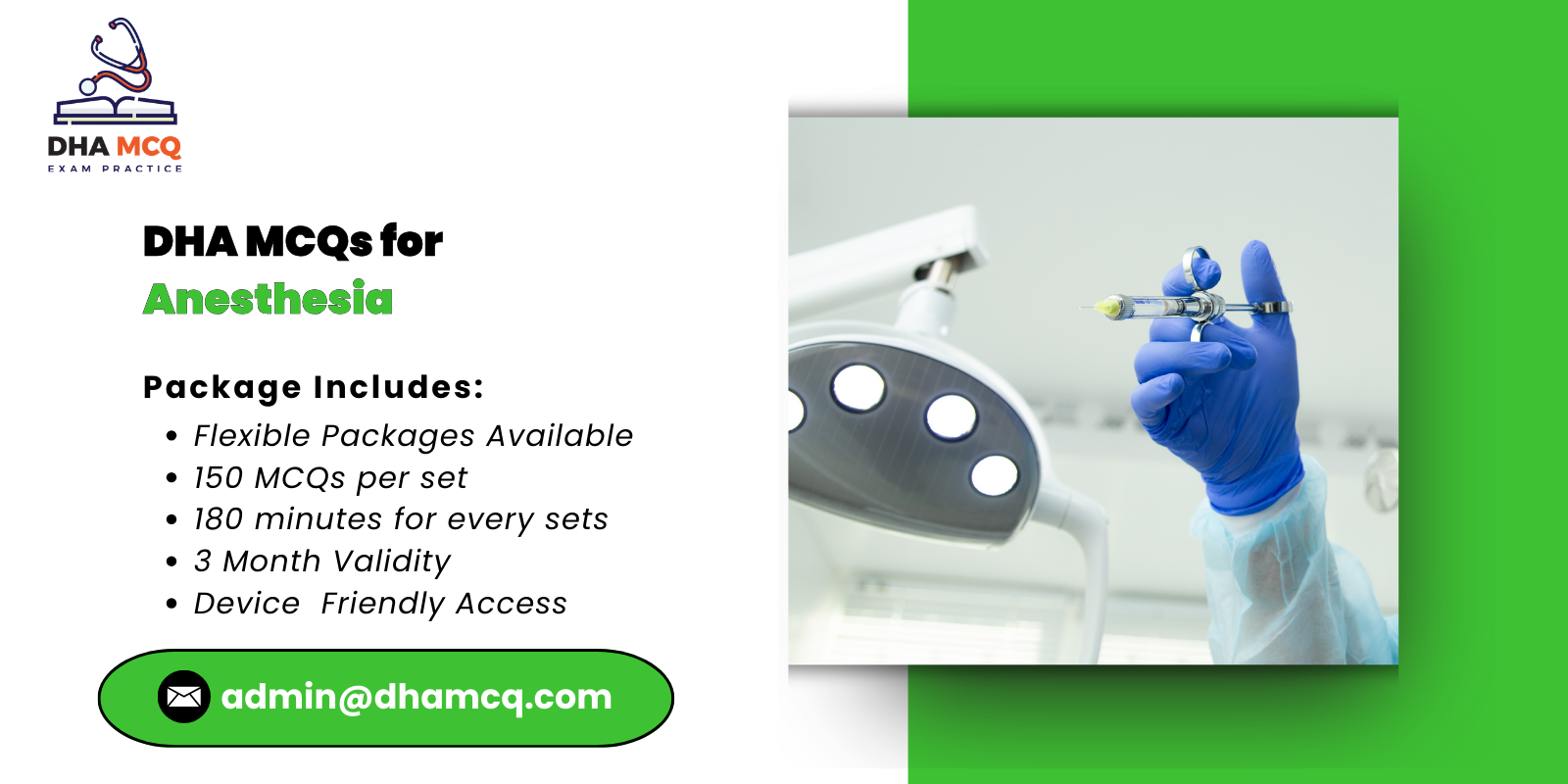 DHA MCQs for Anesthesia